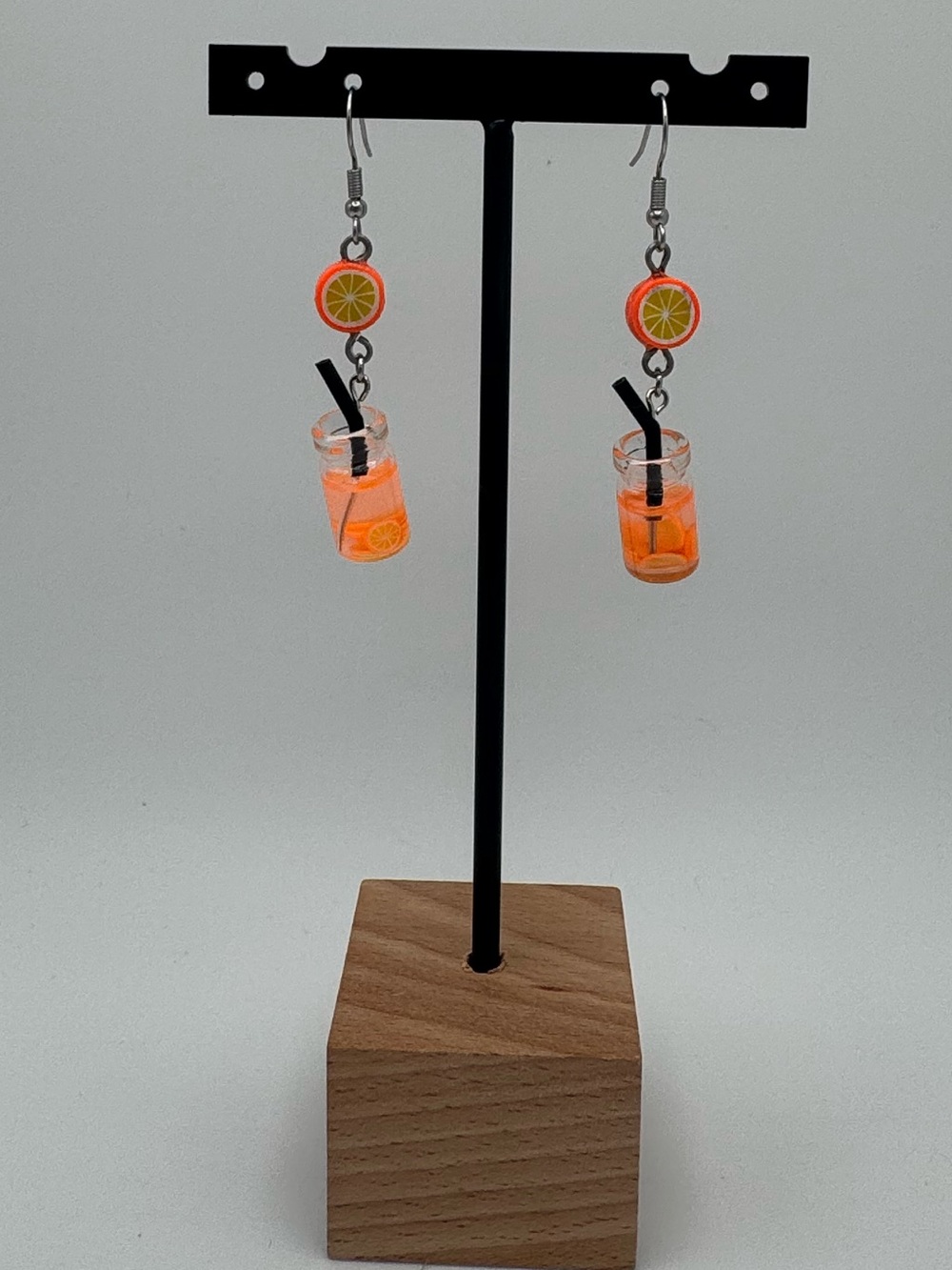 Orange Mini Drink Dangle Earrings